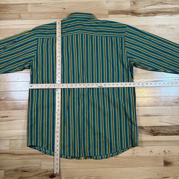 Celebrity by Design Men’s L Rainbow Stripe Shirt Black Button Up CB Logo - Picture 3 of 4